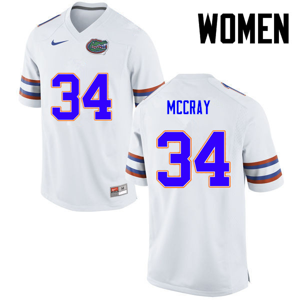Women Florida Gators #34 Lerentee McCray College Football Jerseys-White - Click Image to Close